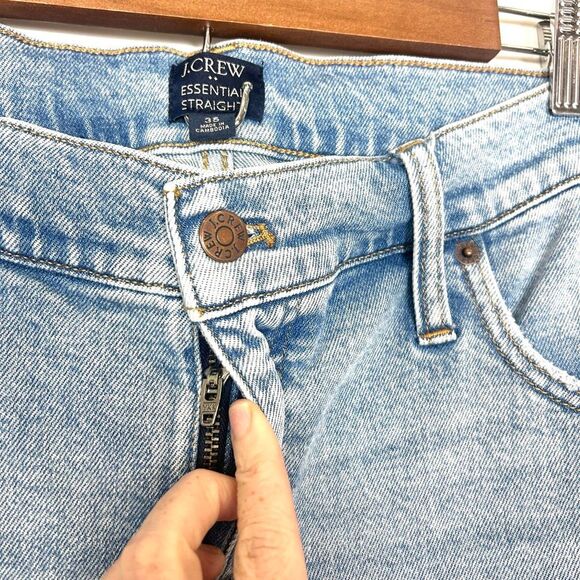 J. Crew Essential Straight Cropped Jeans Womens 35 Light Blue High Rise Raw Hem - Picture 7 of 16